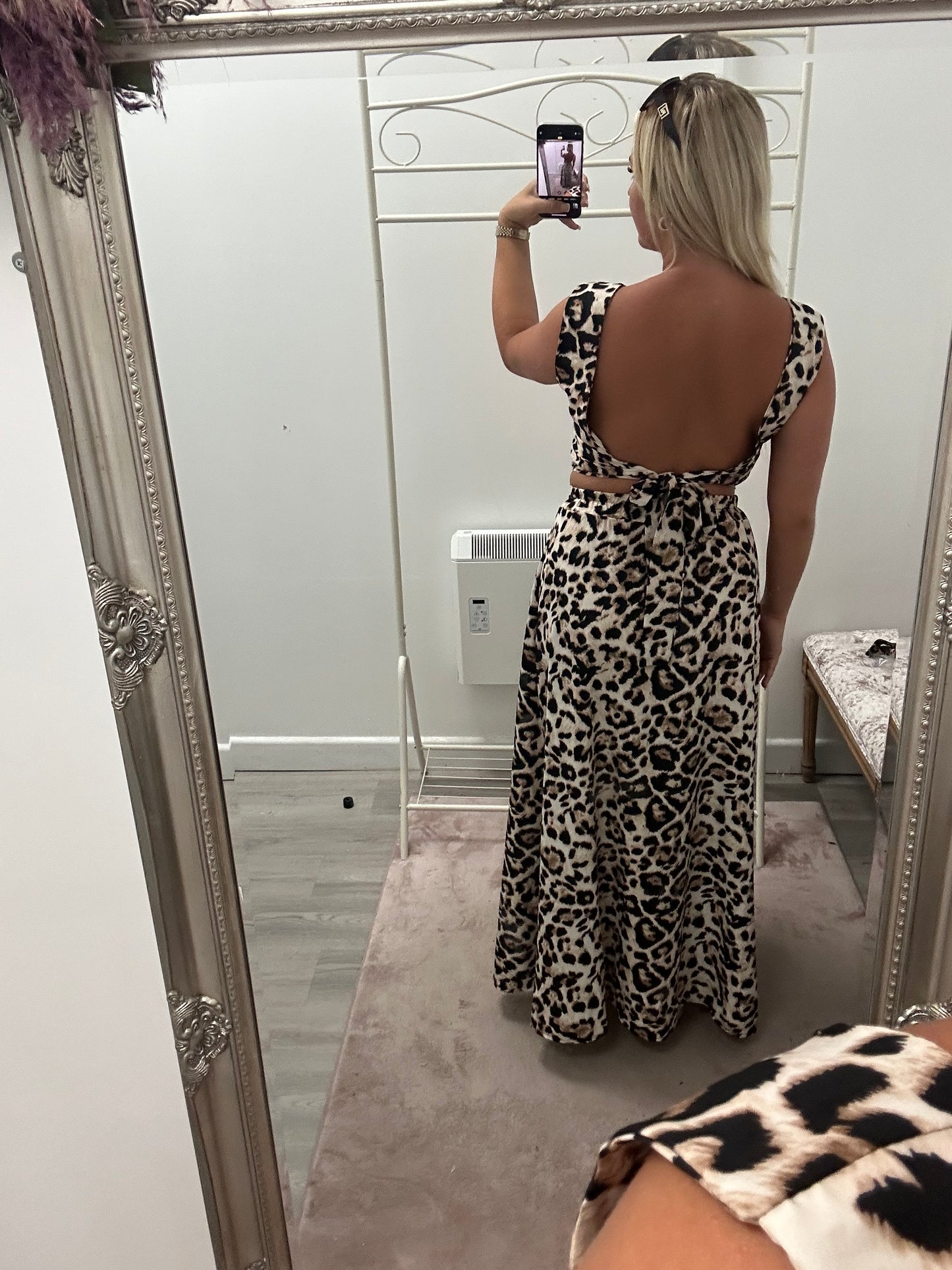 Tie leopard print skirt sets