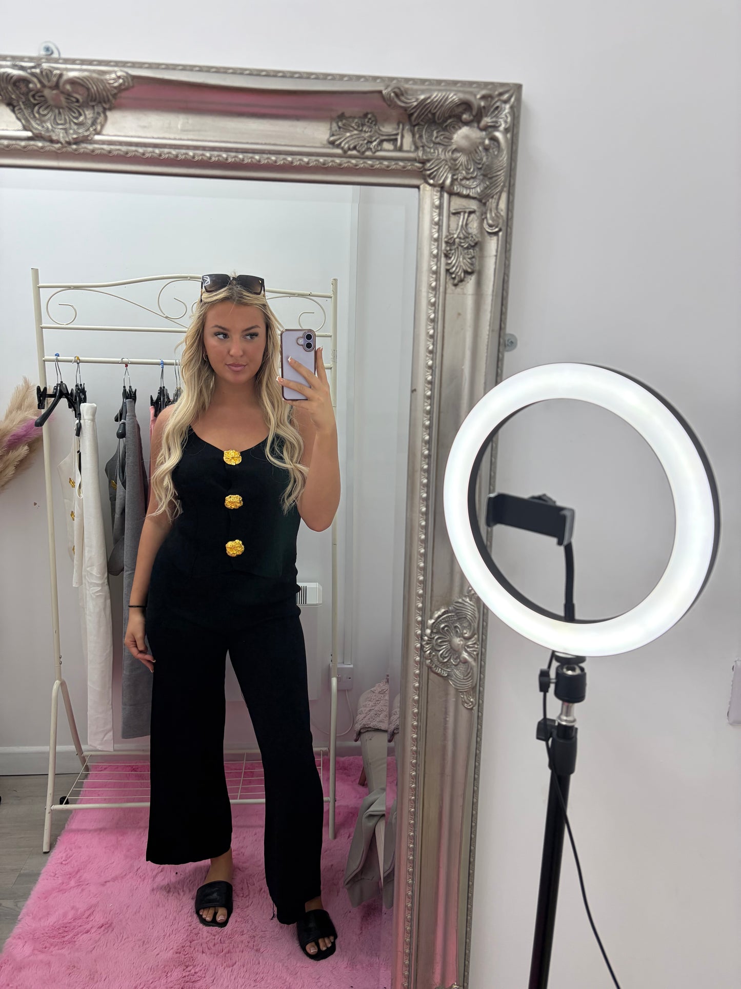 Gold button flare set