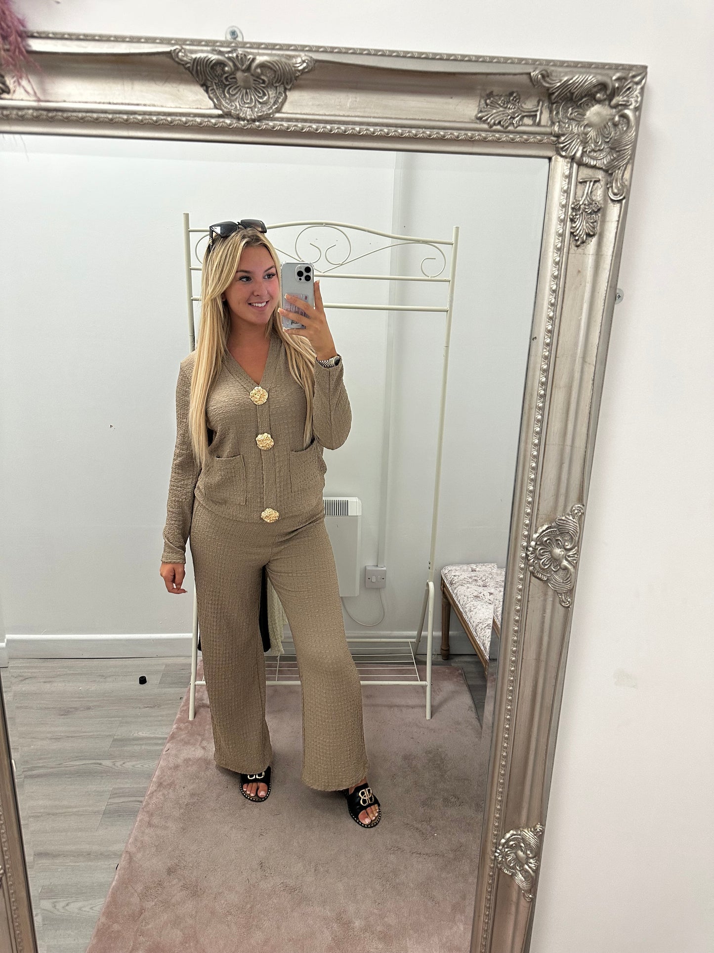 Long sleeve gold button sets