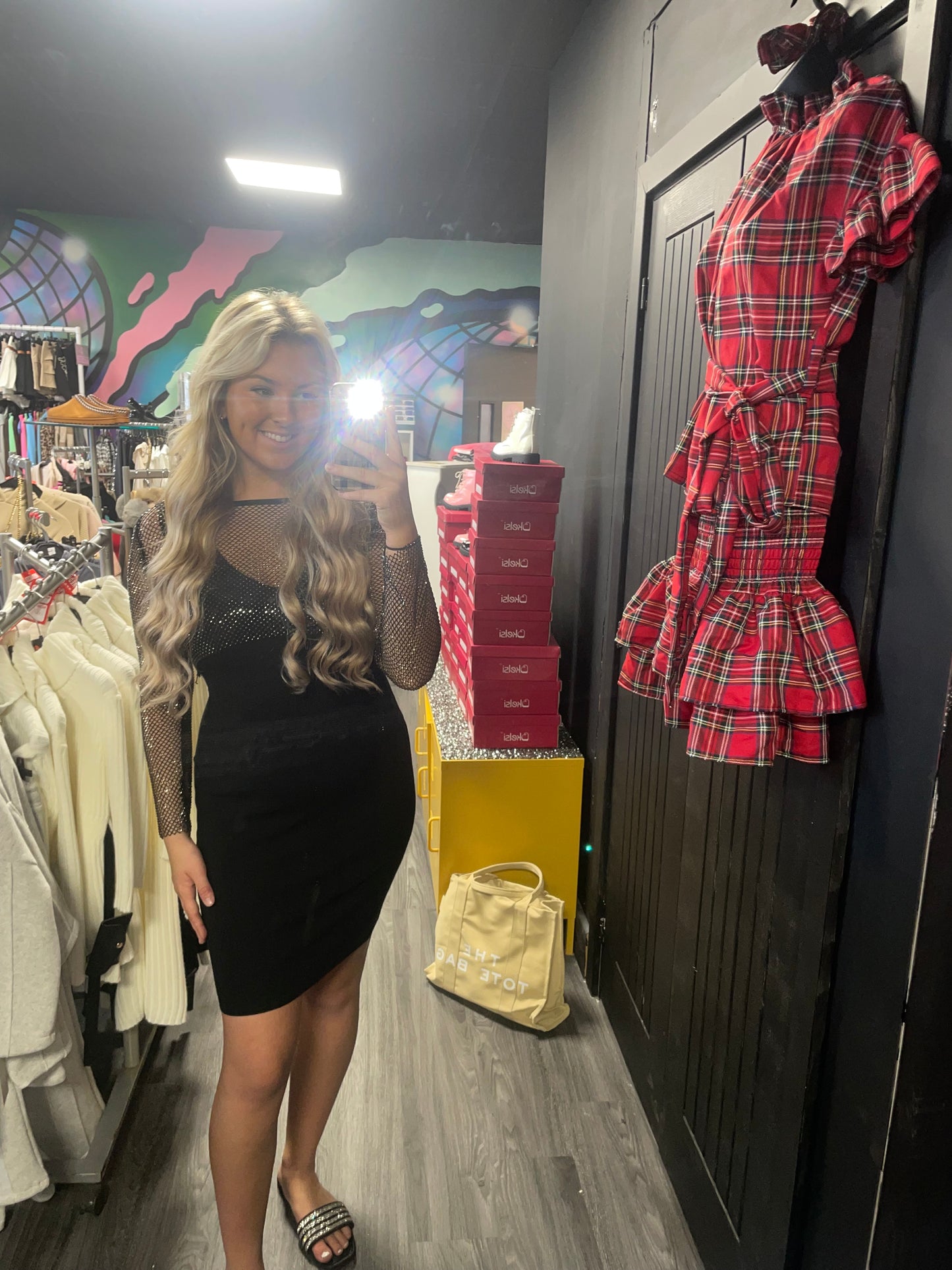 Bling mesh detail dresses