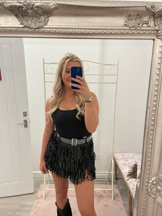 Bling tassel skirts with bling belt