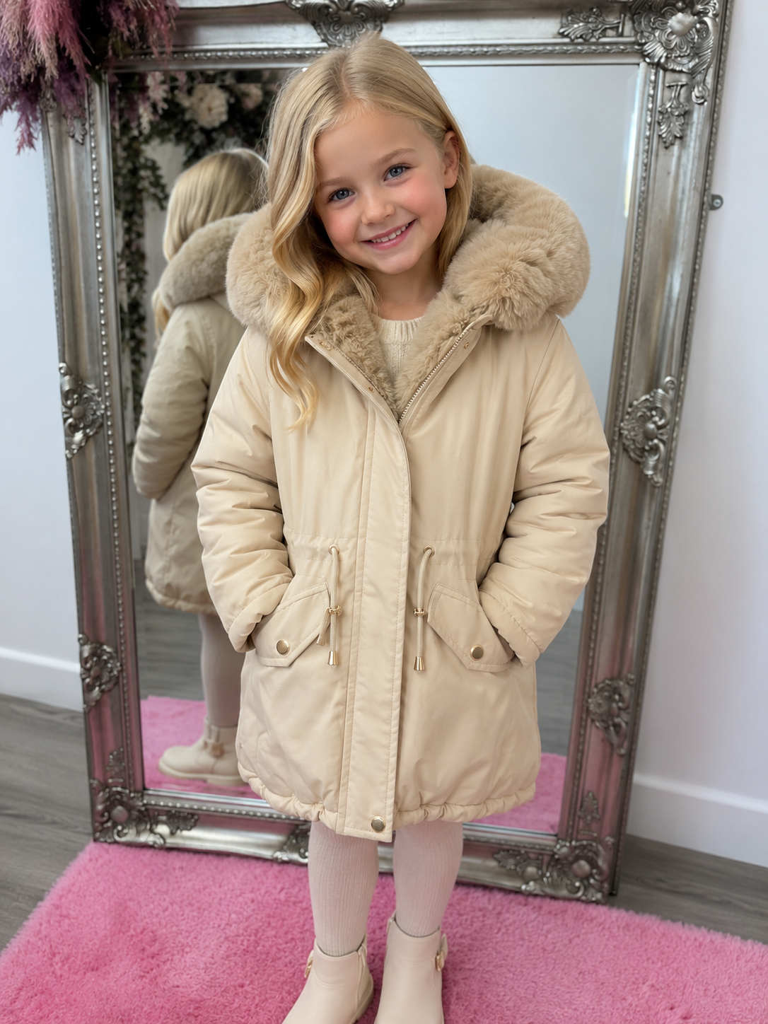 Kids fur lined coats