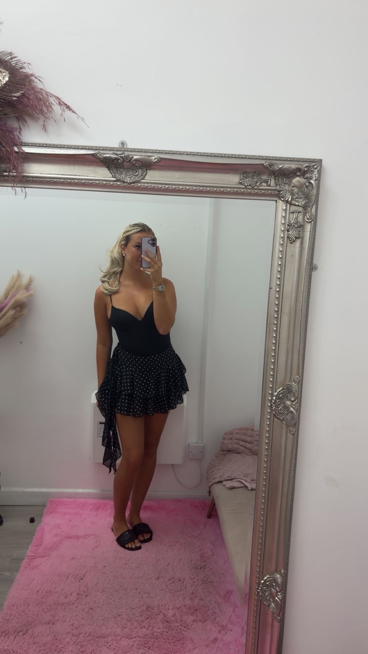Polka dot skirt with built in shorts