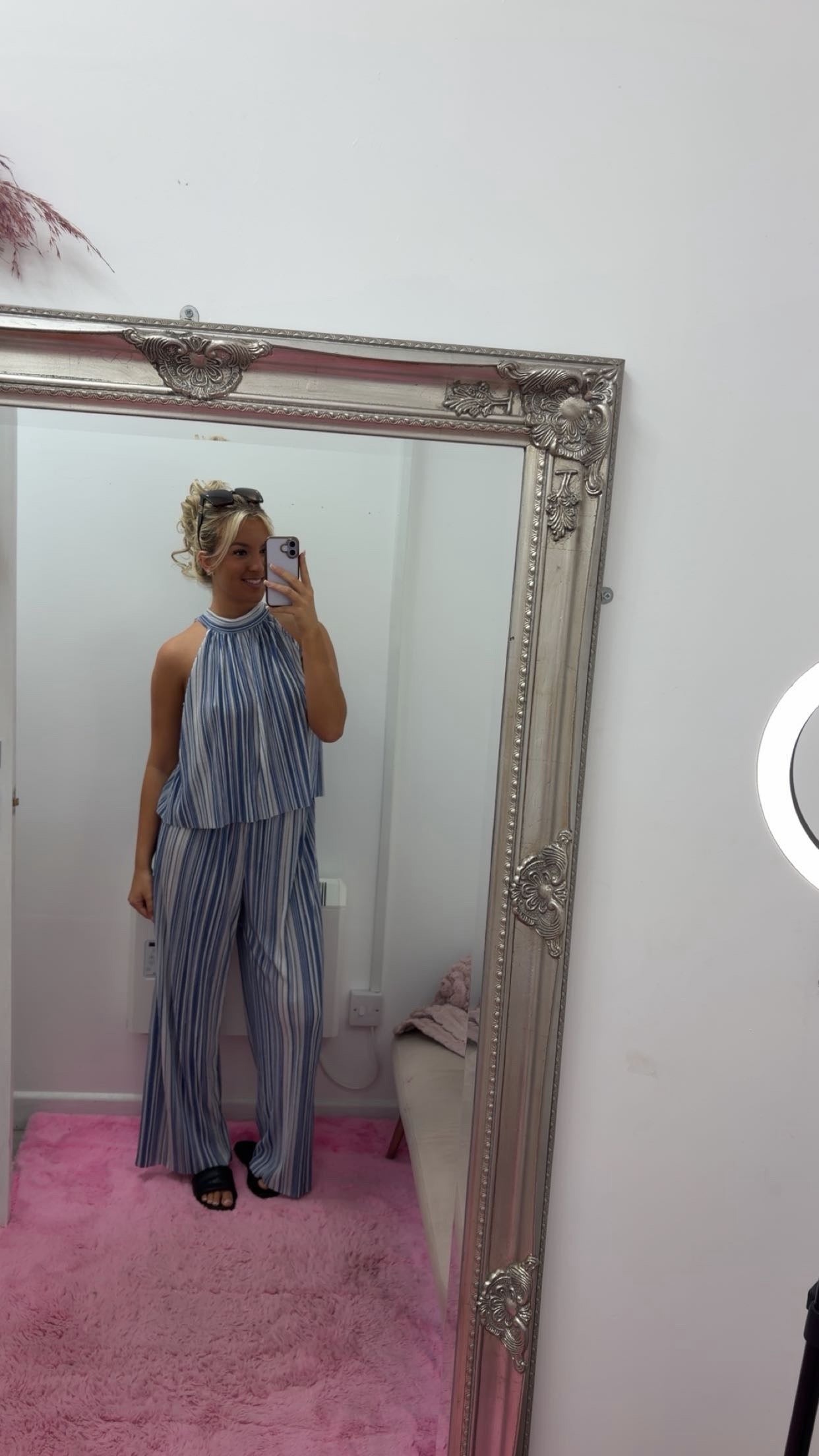Pleated striped flare sets