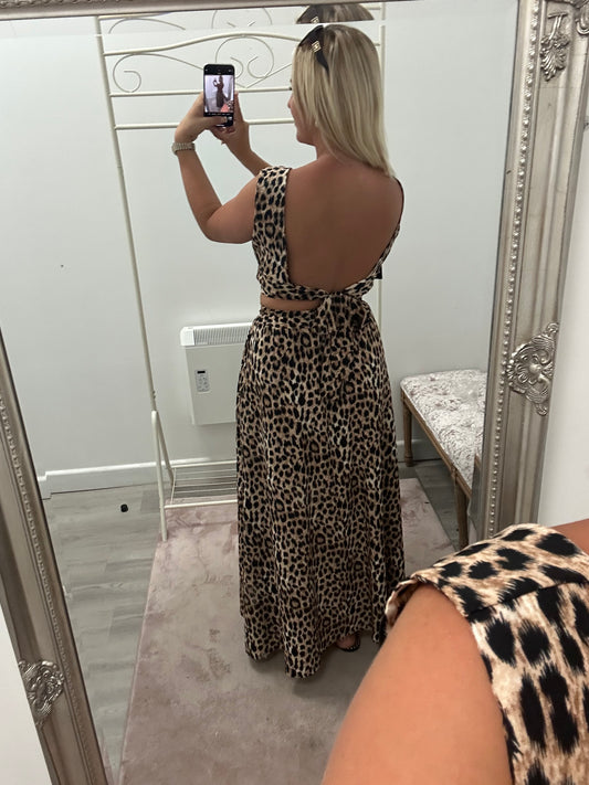 Tie leopard print skirt sets