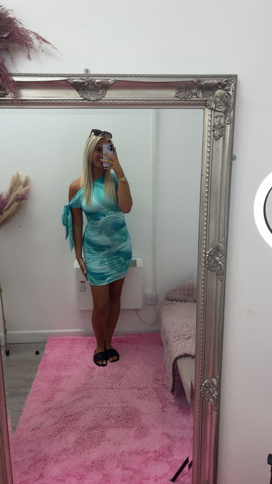 Tie shoulder holiday dress