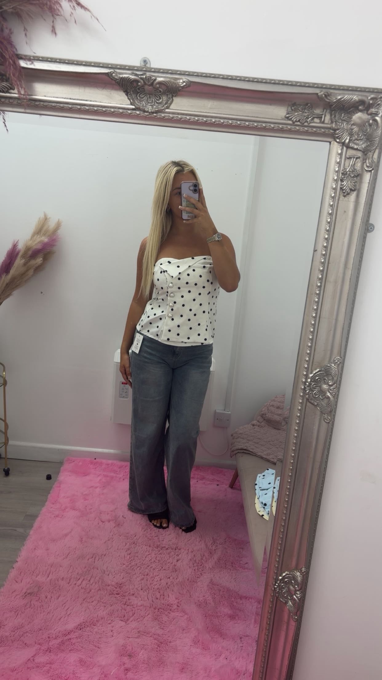 Polka dot button tube tops
