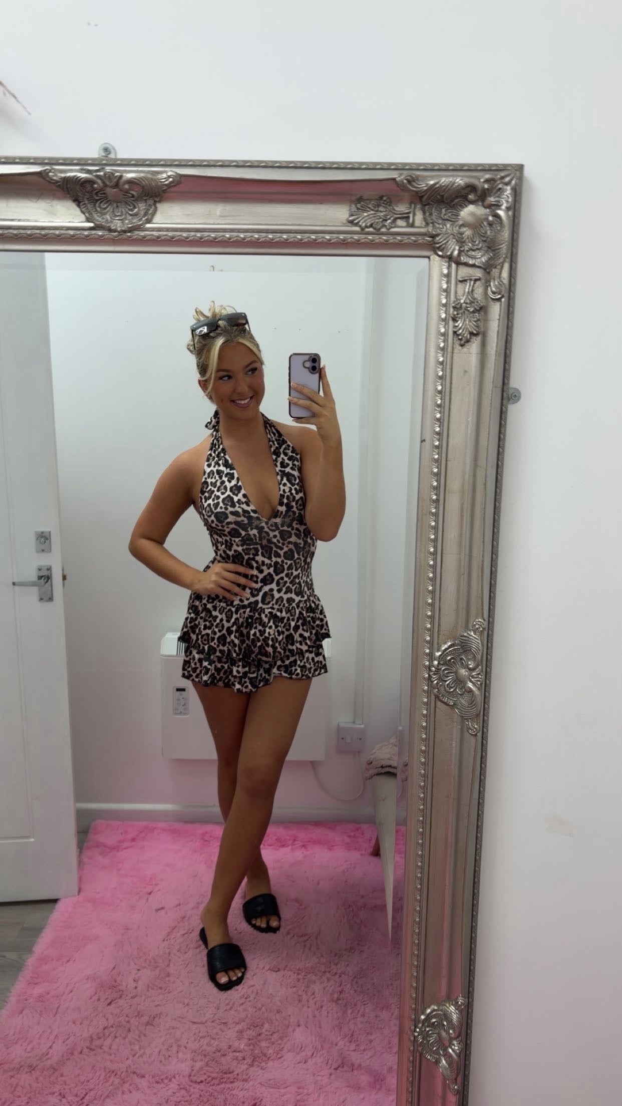 Leopard print playsuits