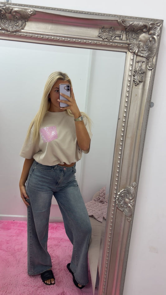 Bling pocket tucked tops