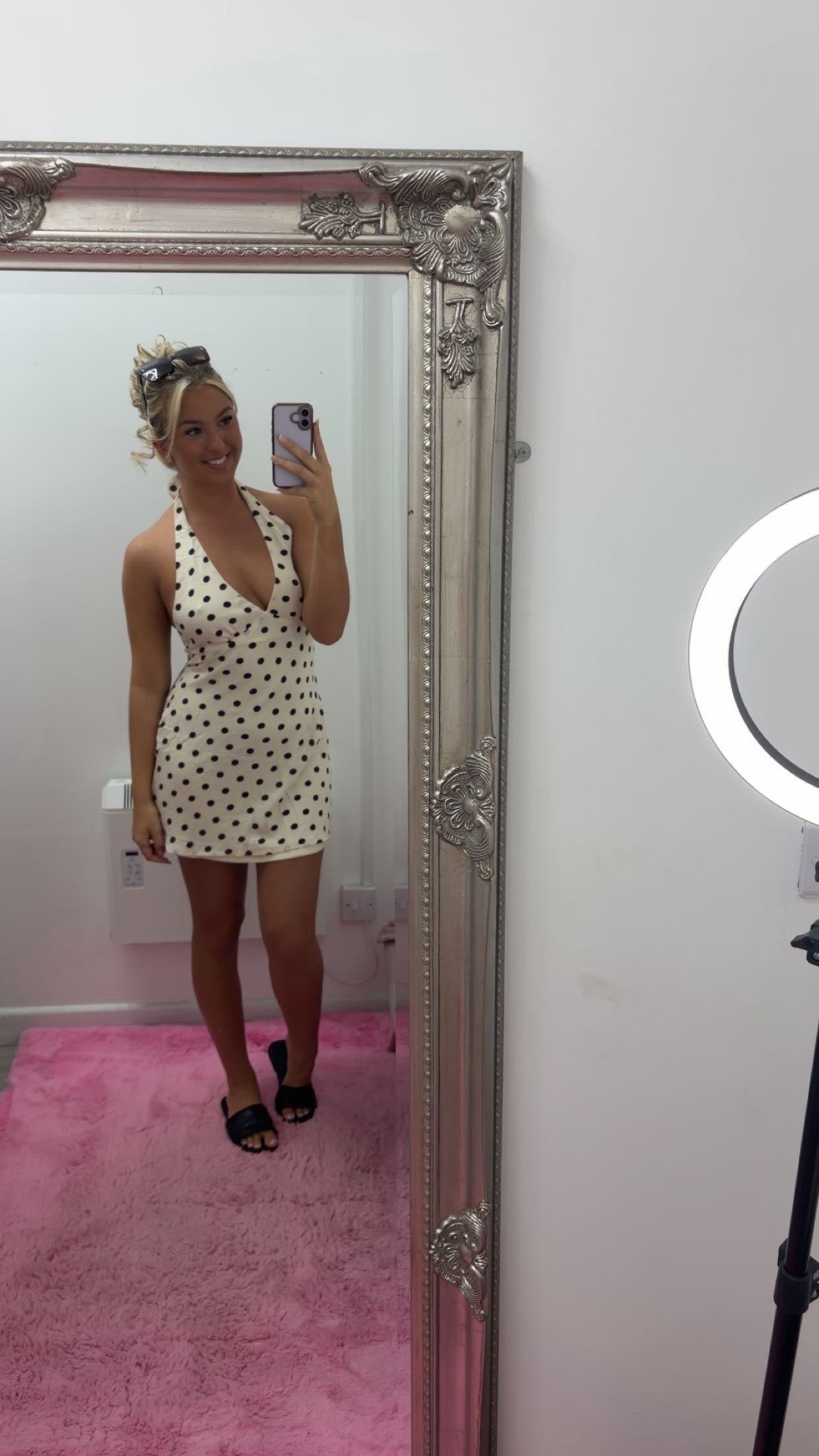 Halter neck polka dot dresses