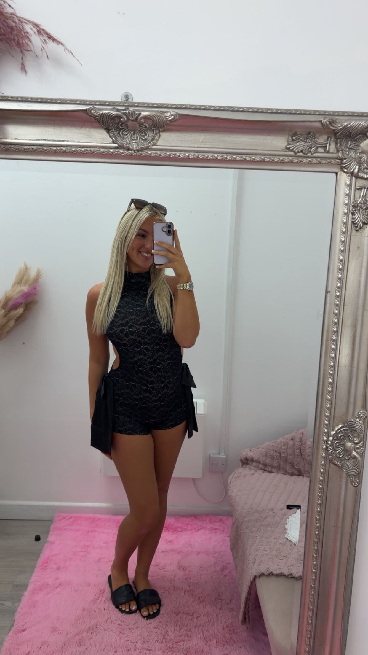 Lace playsuits with bow sides