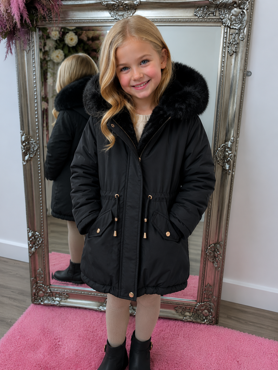 Kids fur lined coats
