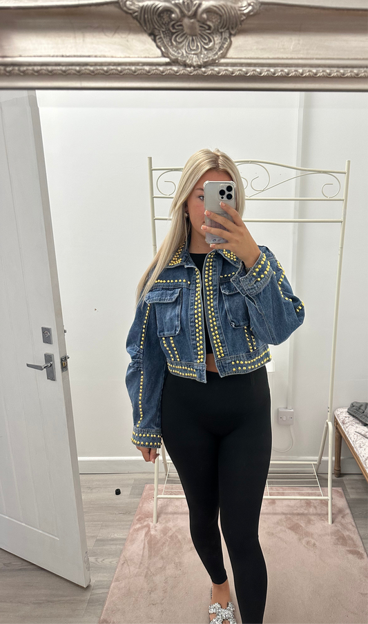 Denim gold studded jacket