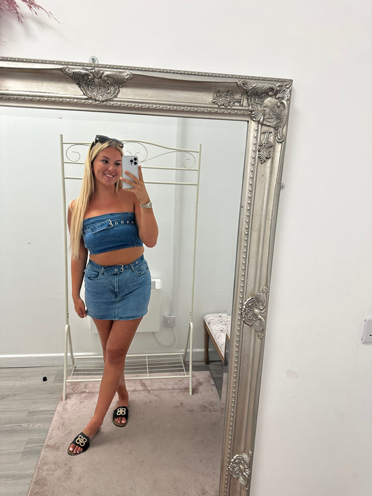 Denim skirt sets
