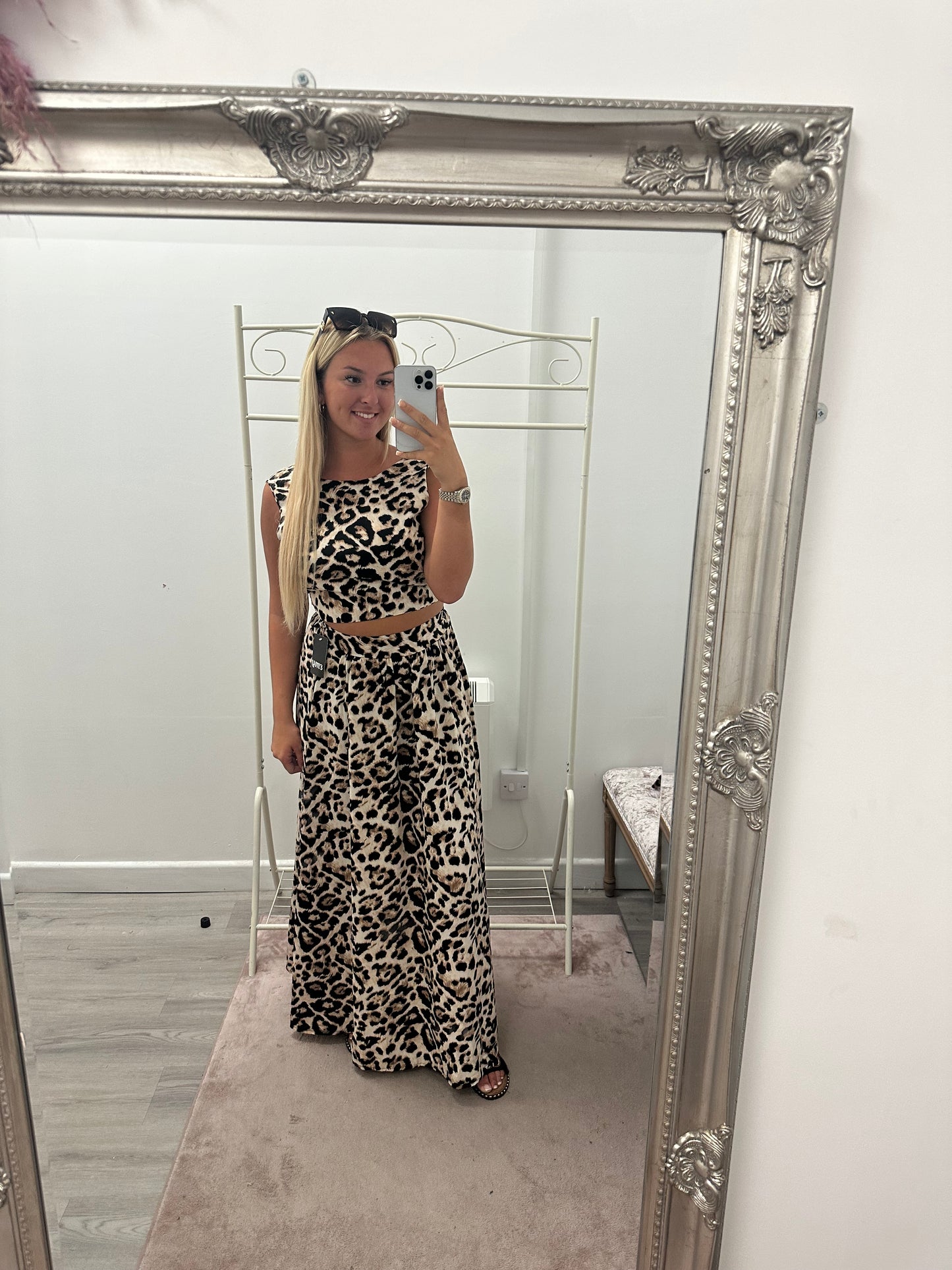 Tie leopard print skirt sets