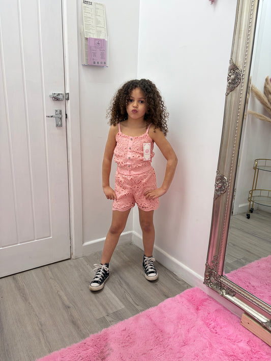 Kids lace short sets