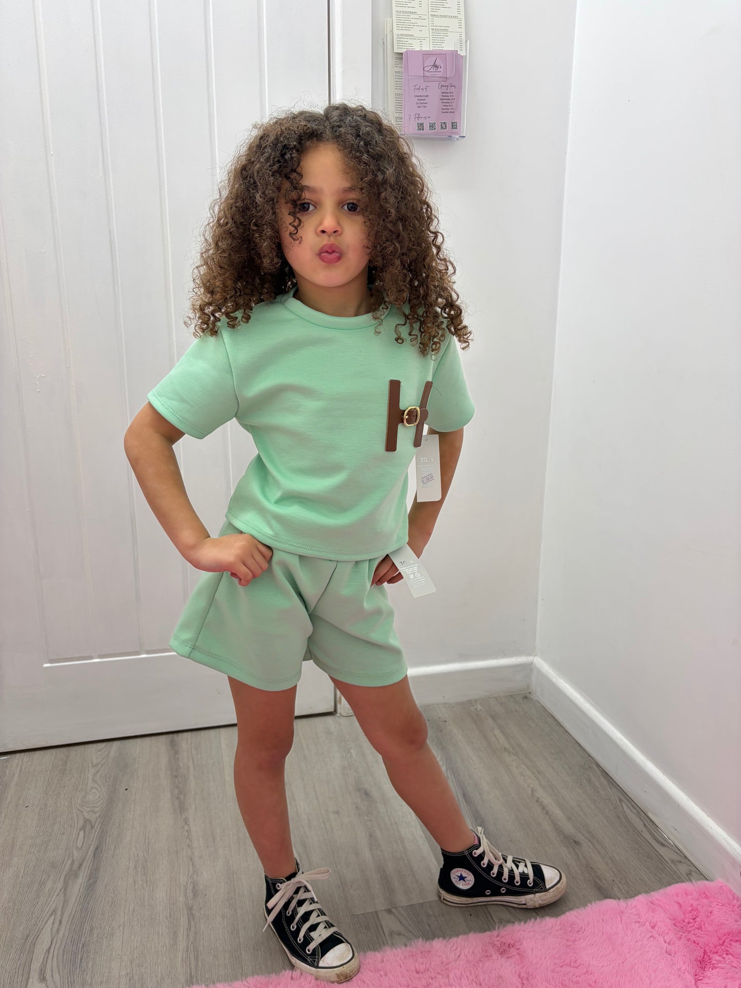 Kids H buckle short sets