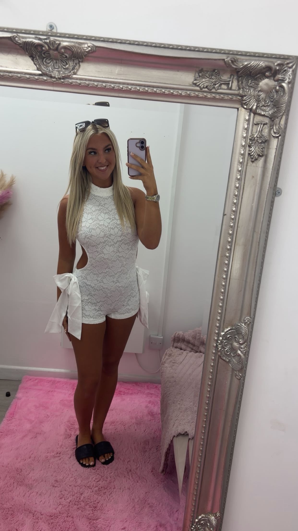 Lace playsuits with bow sides