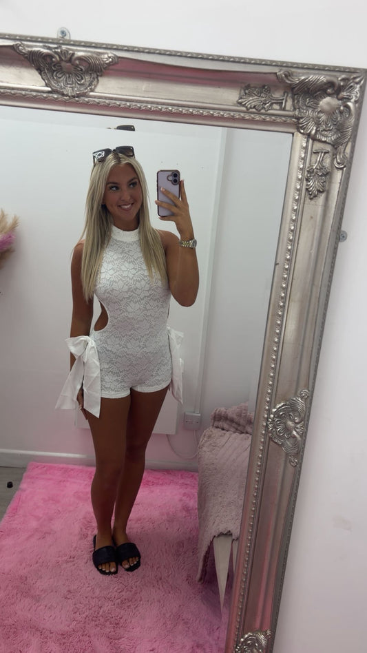 Lace playsuits with bow sides