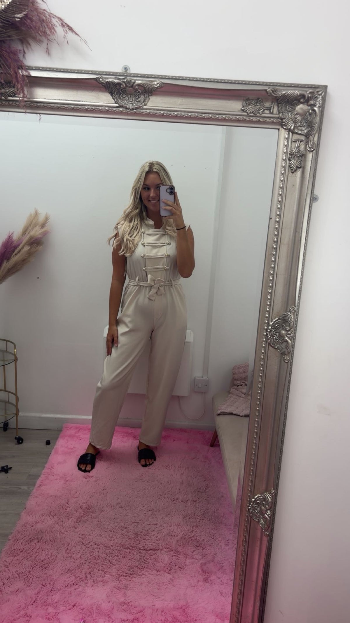 Army button detail jumpsuit