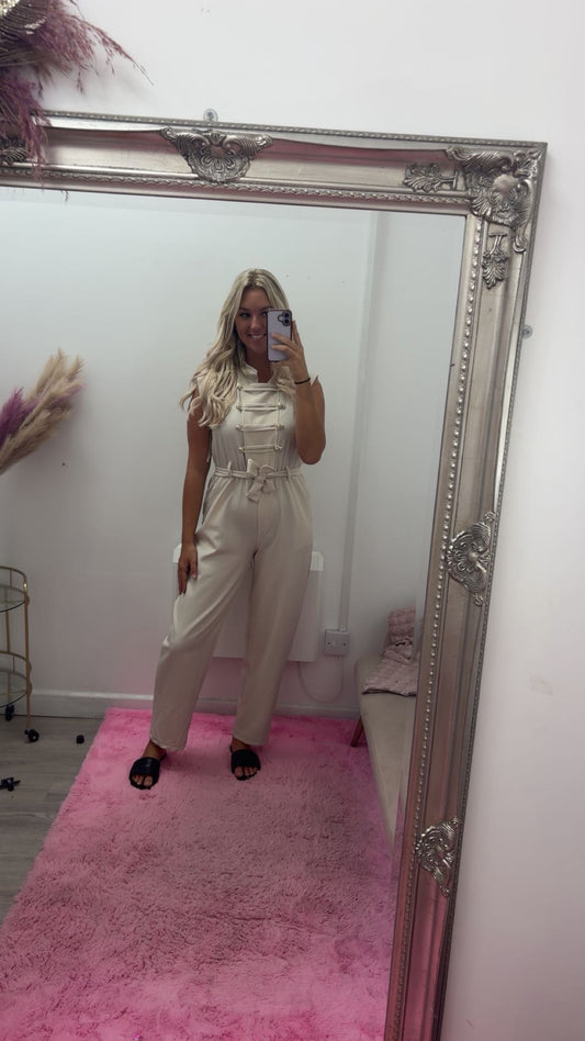 Army button detail jumpsuit