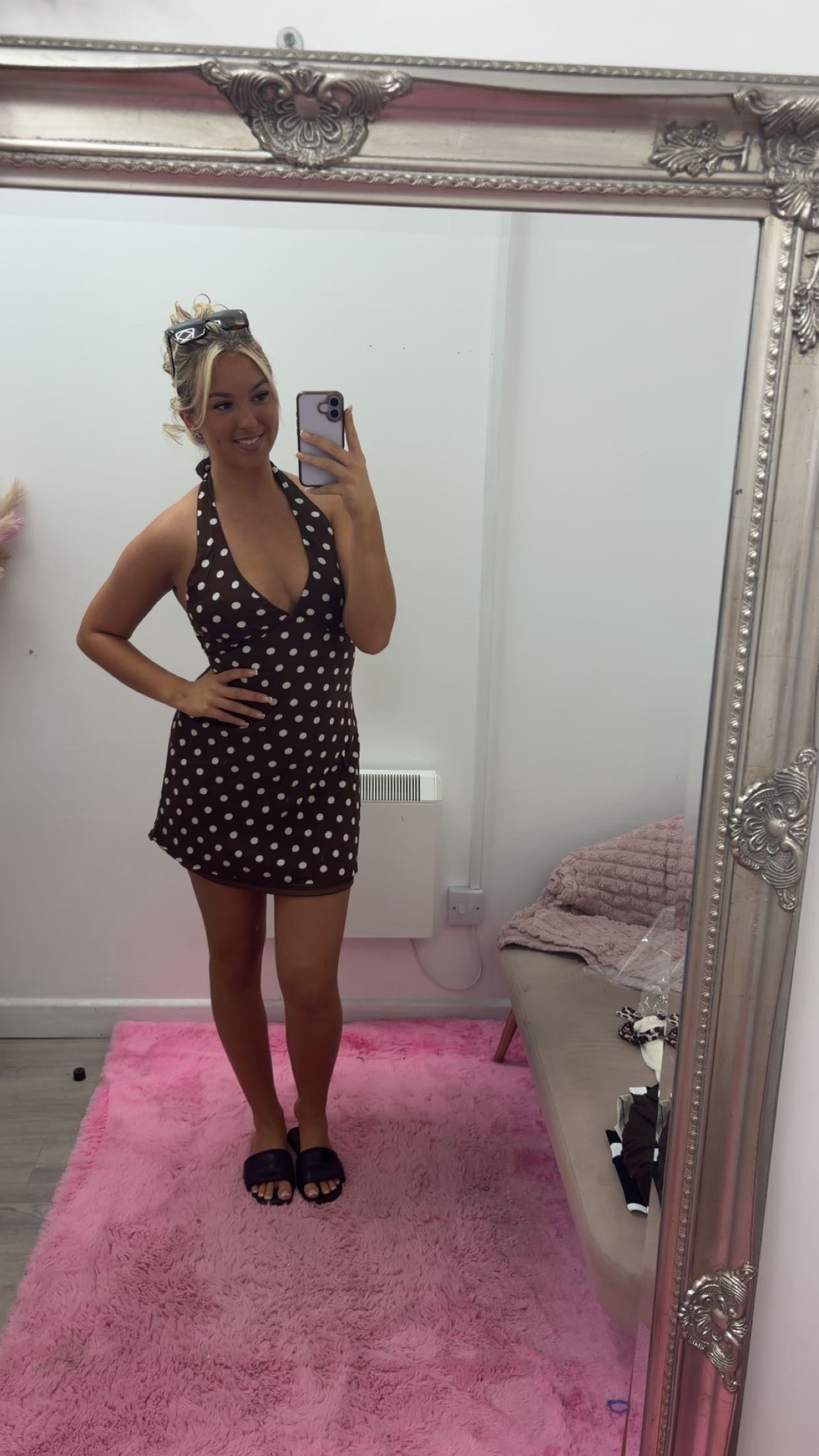 Halter neck polka dot dresses