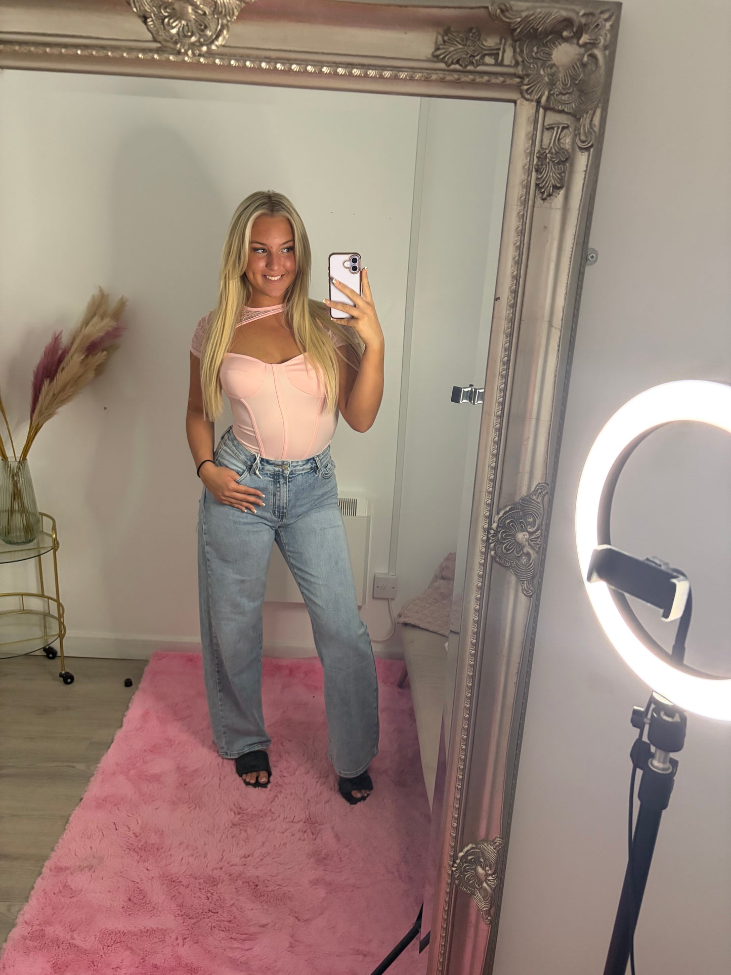 Pink bling pocket jeans