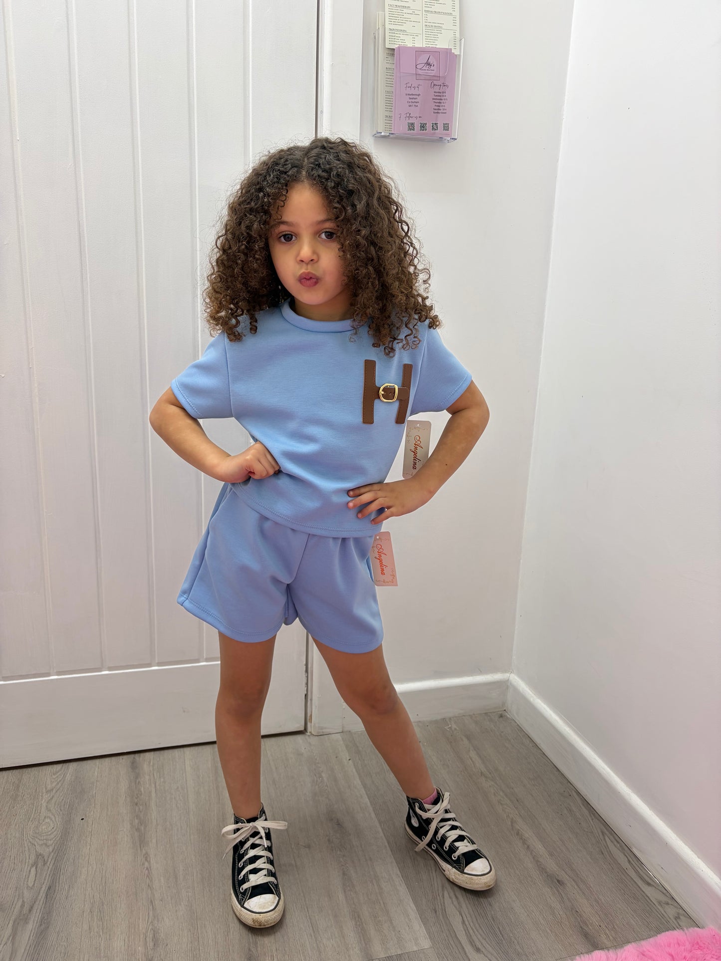 Kids H buckle short sets