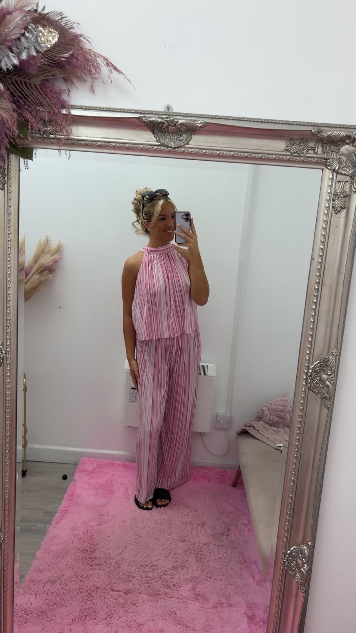 Pleated striped flare sets