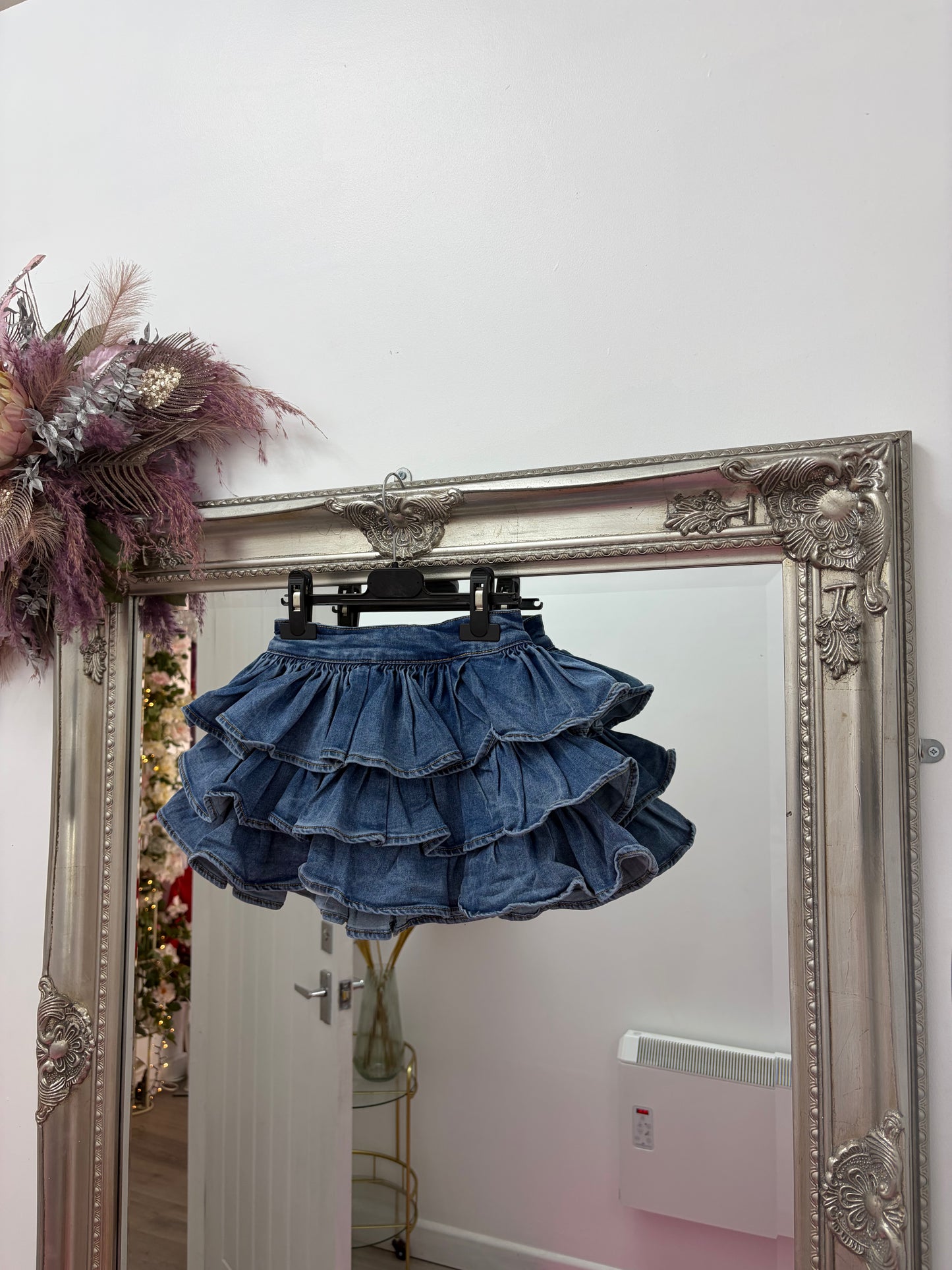 Kids frilly denim skirt