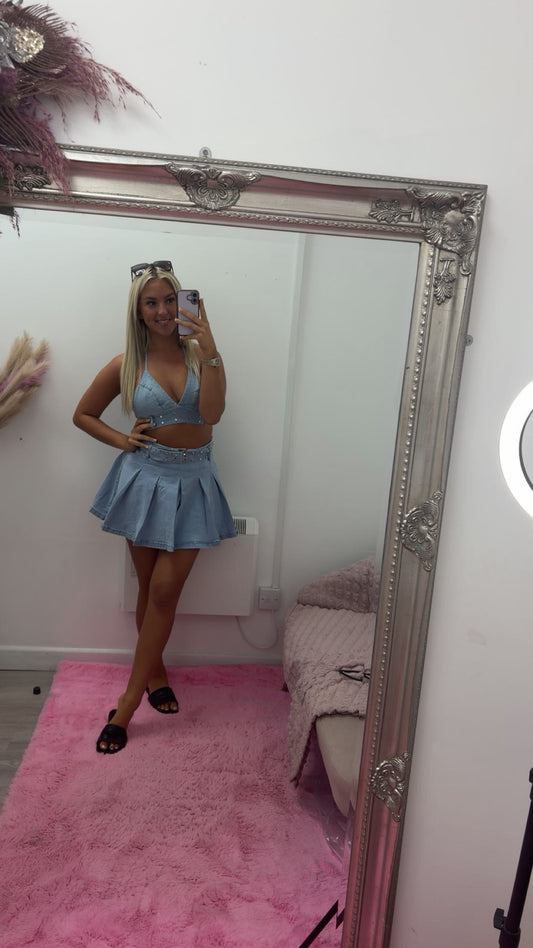 Denim skirt set